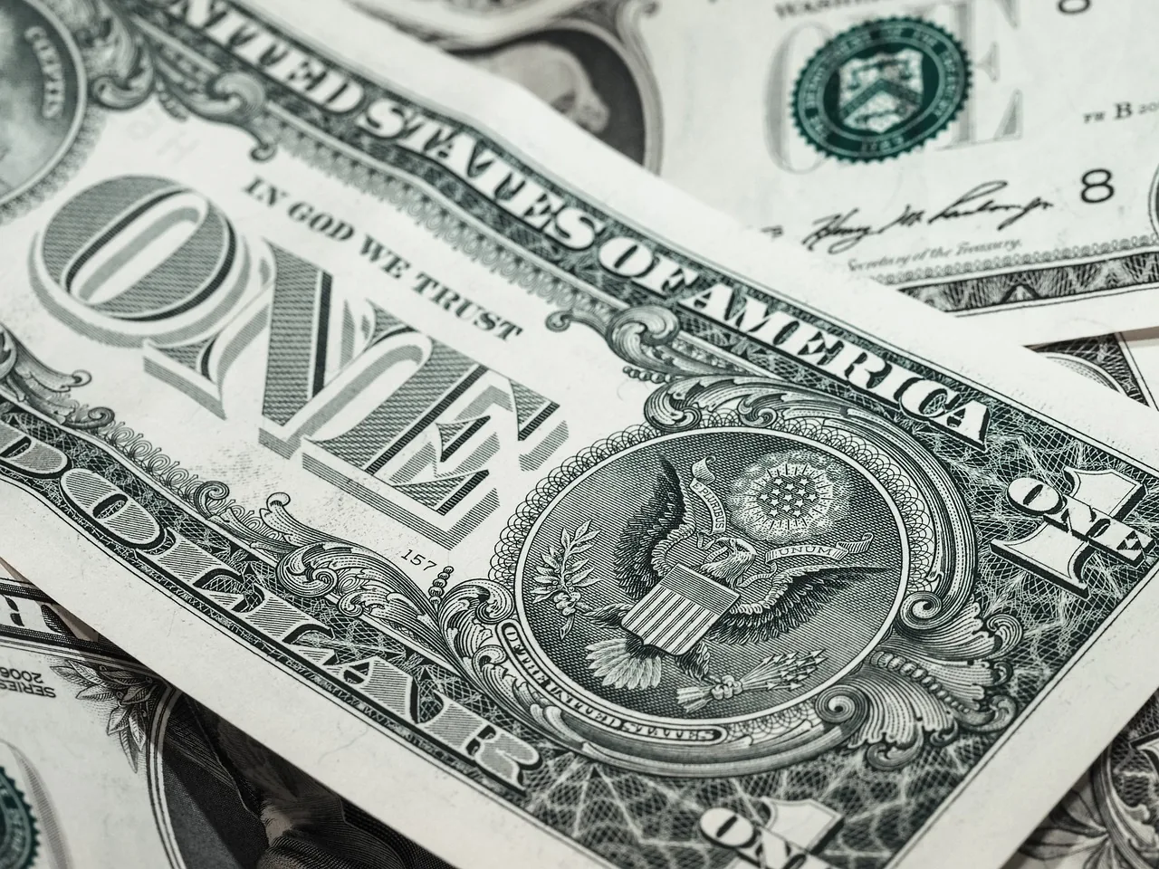 The reverse of United States one-dollar bills, showing the eagle side of the Great Seal.