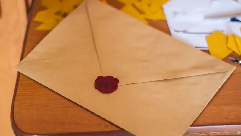No copyright restriction A sealed manila envelope on a wooden desk, the January delivery of information returns.